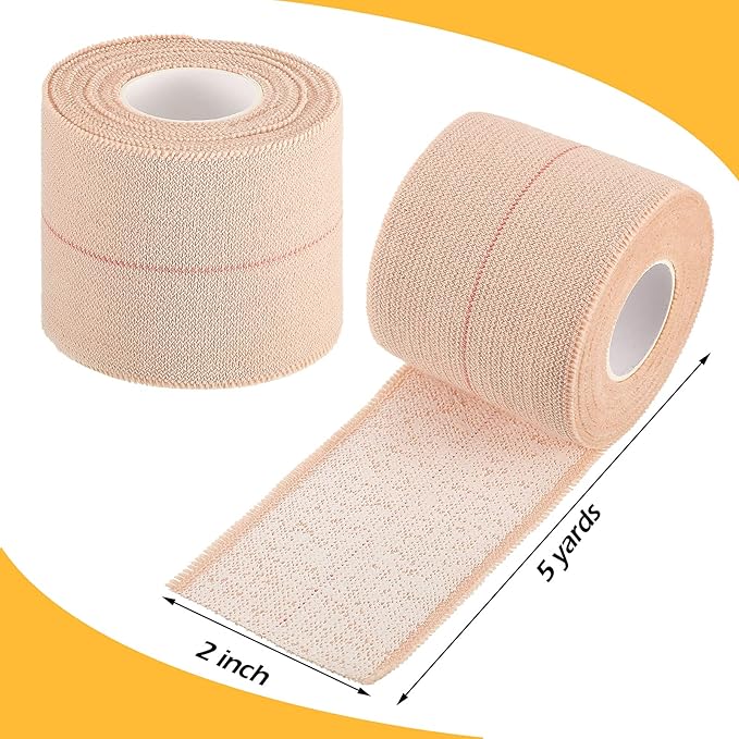 Nuanchu 2 Rolls Adhesive Elastic Tape Bandage Tape Wrap Flexible Stretch Bandages for Sports Ankle, Knee and Wrist Sprains(Beige,2 Inch Wide)