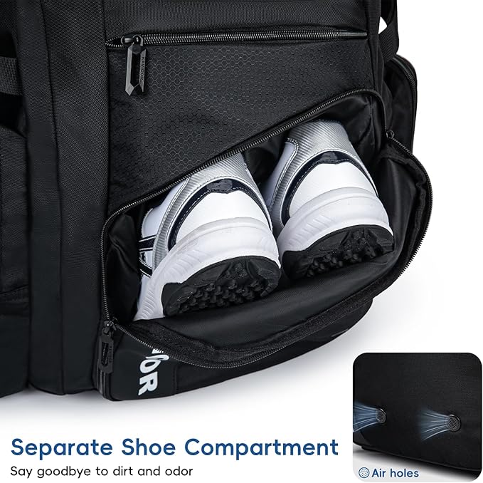 Baseball Bag for Youth and Adult, Softball Bag 50L Large Capacity Holds 4 Bats, Equipment Backpack with Shoes Compartment