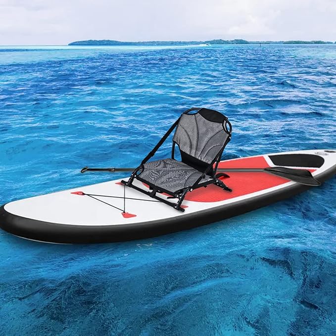 Kayak Seats with Back Support, Aluminum Alloy Folding Kayak Seat, Breathable Textile Mesh Fabric Material, Adjustable Universal Paddle Board Seat for Fishing, Inflatable Kayaks, Sup, Canoe