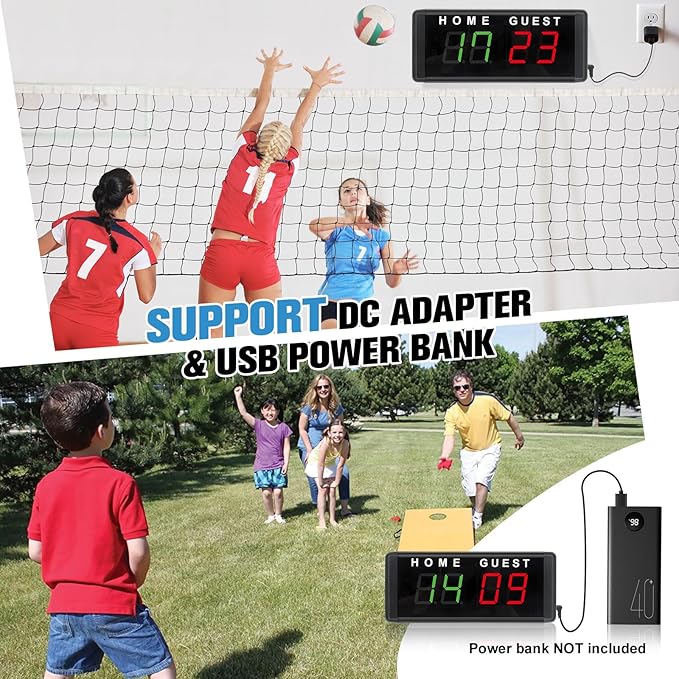 Samshow LED Electronic Scoreboard Digital Score Keeper with Remote & Tripod, Basketball Scoreboard with Shot Clock & Timer & 12/24h Real Time for Football/Corn Hole/ping Pong/Table Tennis