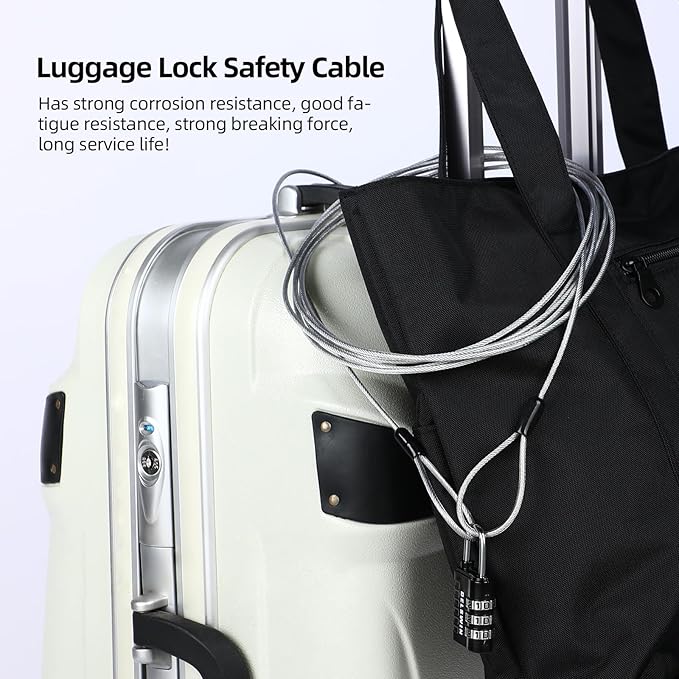 DELSWIN Security Steel Cable with Loops - 3mm (1/8 inch) Thick 15FT Heavy Duty Safety Wire Bike Lock Cable Vinyl Coated Braided Cable for Luggage,Ropes of Metal