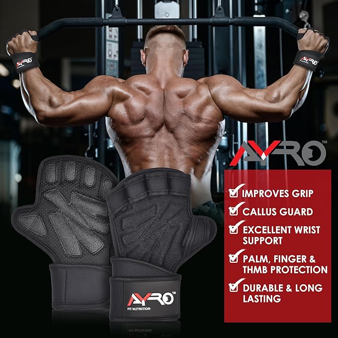 AYRO Workout Gloves for Men & Women – Ventilated Weight Lifting Gloves with Wrist Support - Gym Gloves for Men, Breathable Palm Padding, Non-Slip Grip – Ideal for Gym, Fitness, Cross Training