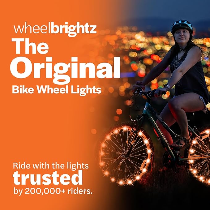 Brightz WheelBrightz LED Bike Wheel Lights - 2025 Edition with Superior Straps & LED-Weatherproof Shield! 14 Colors - Unmatched Durability, Visibility & 48+ Hours of Dazzling Illumination