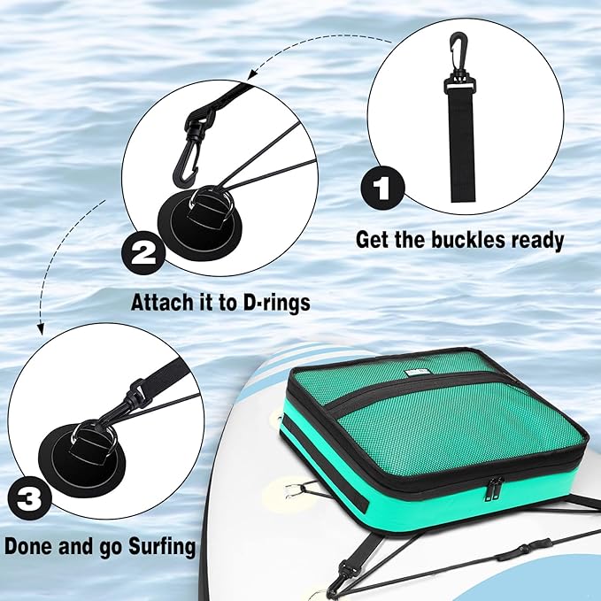 Paddle Board Cooler Bag, Waterproof Surf Sup Deck Cooler Bag Insulated Leakproof 10 Cans, Sup Paddle Board Accessories Bag for Stand Up Paddleboard and Kayak