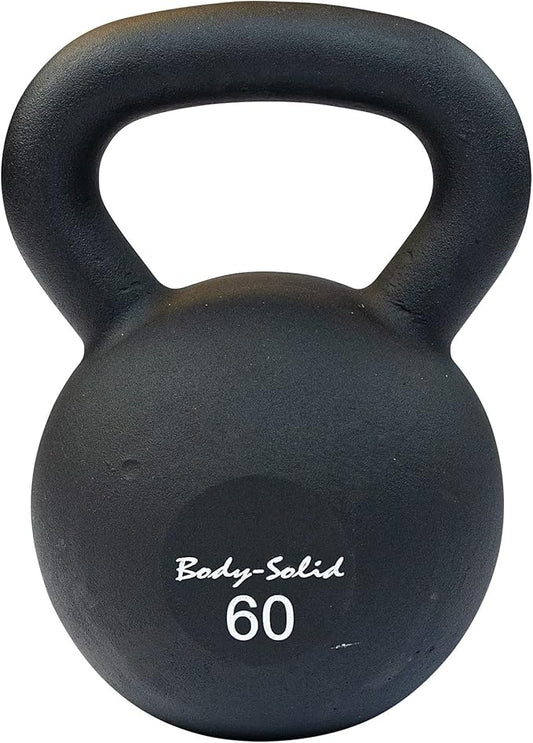 Body-Solid Matte Black Powder Coat Kettlebell with Kettle Grip Handle, Perfect Kettlebells for Weight Training and Core Workout Exercise Equipment