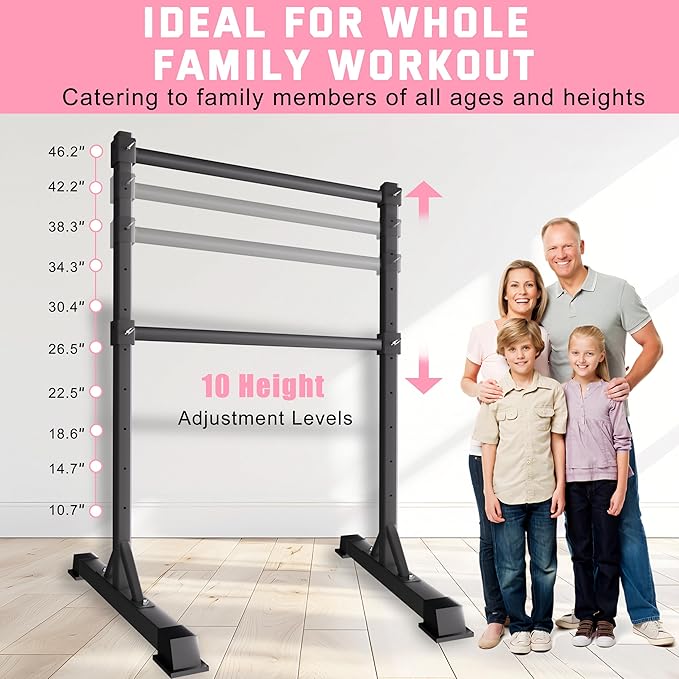 Ballet Barre for Home, Height Adjustable Ballet Bar, Freestanding Portable Ballet Barre, 4 Non-slip Bases Stable Dance Bar, Heavy Duty Metal Durable Ballet Equipment for Kids and Adult Commons