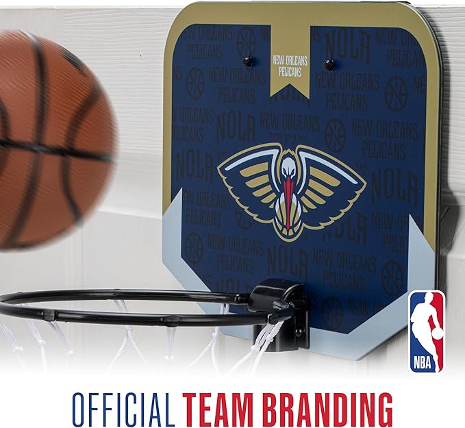 Franklin Sports NBA Team Over The Door Basketball Hoop - Kids Indoor Mini Basketball Hoop with Basketball - NBA Fan Shop Mini Hoop for Bedroom & Office