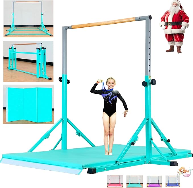 MARFULA Gymnastic Bar for Kid and Teenage Ages 3-25, 5 FT / 8 FT Base Length, 4 FT Width 5 FT Height, Gymnastic Kip Bar Horizontal Bar for Gymnast, Gymnastic Training Equipment for Home and Club Use