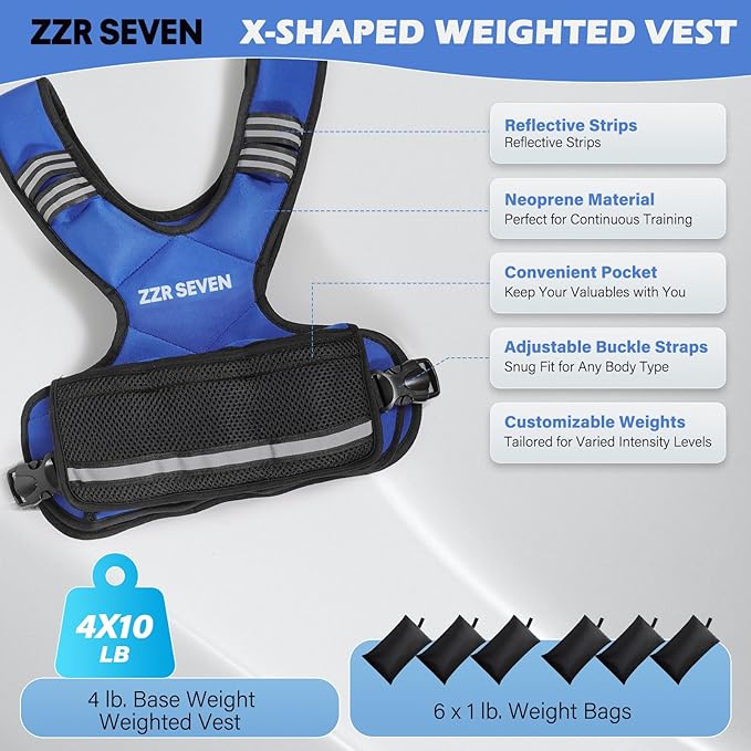 Weighted Vest for Women and Men, 4-10lbs/11-20lbs Adjustable Weighted Vest with 6 Iron Sand Weights, Running Vest for Strength Training, Workout, Running, Fitness, Weight Loss