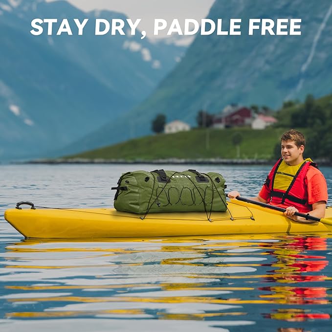 HEETA Waterproof Duffel Bag Motorcycle Dry Bag Backpack, 60L/80L Extra Large Rolltop Travel Duffle Bags with Straps & Handles for Kayaking Rafting Boating Canoeing Camping Gym Beach Cruise Ship