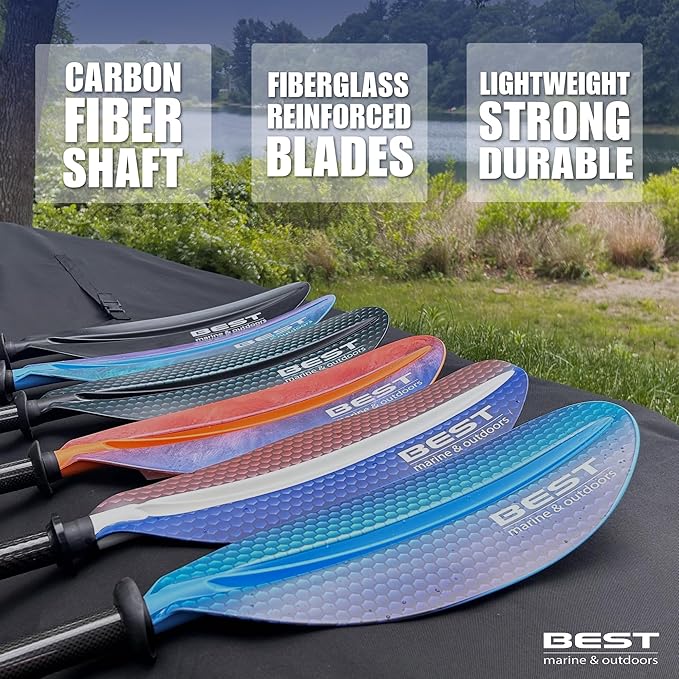 Best Marine and Outdoors Kayak Paddle, Carbon Fiber Shaft & Fiberglass Reinforced Polypropylene Blades, 220cm, 234cm, 250cm, Lightweight Kayak Paddles for Adults