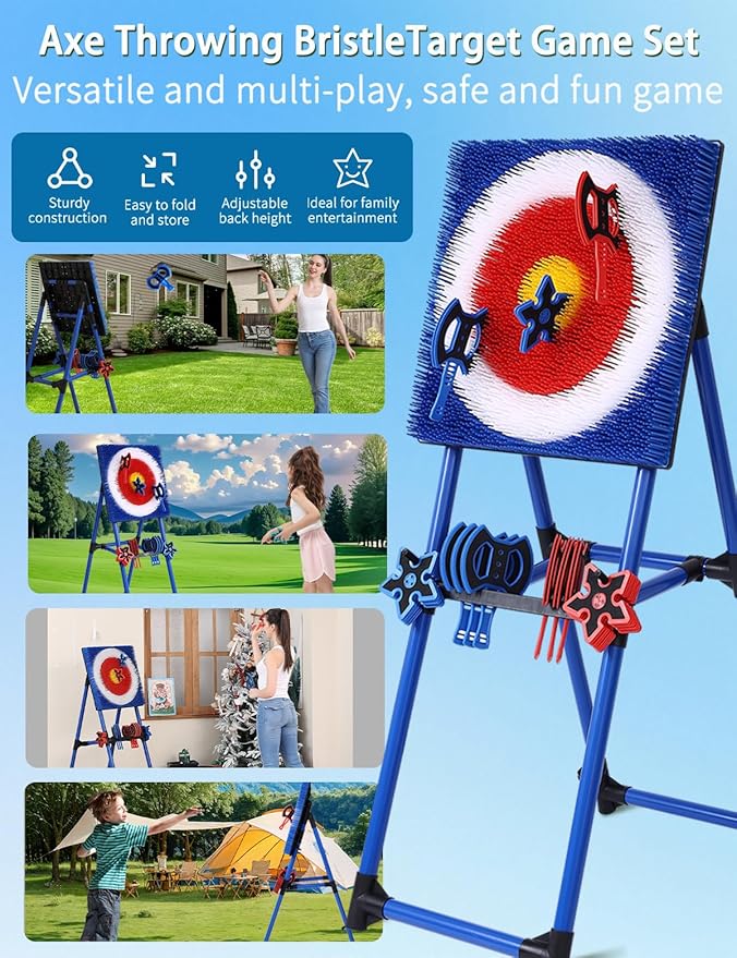 Axe Throwing Bristle Target with 8 Throwing Axes Set,Axe Throwing Game for Indoor & Outdoor,Yard Games,Carnival Games