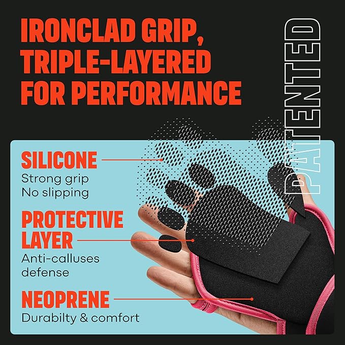 MAVA Open Gym Gloves for Men & Women; Padded Weight Lifting Gloves with Wrist Support for Comfort, Protection; Strong-Grip Fingerless Workout Gloves for Men & Women; Anti-Sweat Gym Accessories