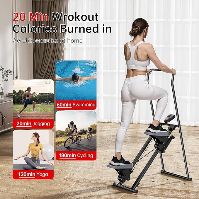 Stair Stepper Machine for Home with Device Holder & Silicone Floor Mat, Extra-Long Non-Slip Pedals Vertical Climber Exercise Machine