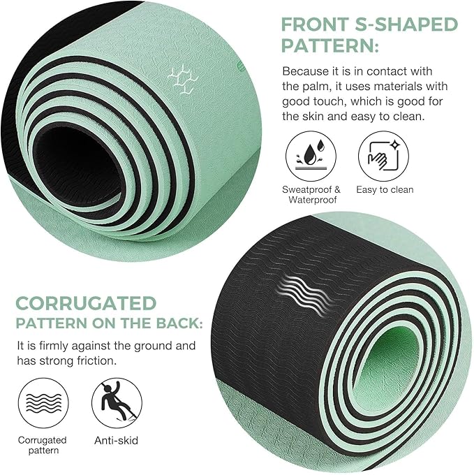 Yoga Mat Non Slip TPE Thick Yoga Mat with Alignment Mark, Large Size 72"L x 32"W x 0.32"Th or 0.24"Th, Anti-Tear Exercise & Fitness Mat for Yoga, Pilates & Floor Workouts