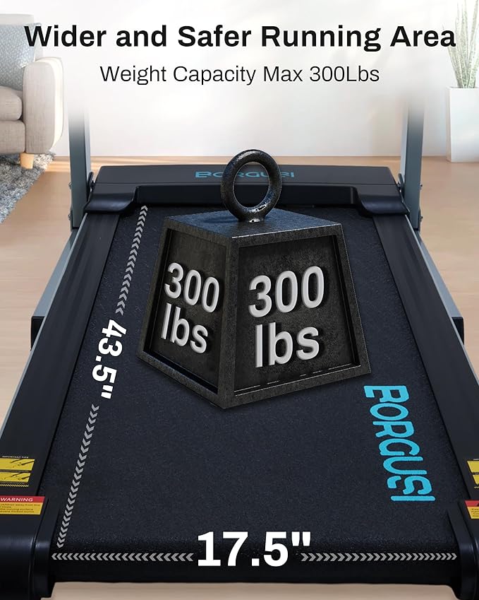 Auto Incline Treadmill with 300 LBS Capacity, 17.5" Wide 3 HP Folding Electric Treadmill Max 8.5 MPH Speed, Running Machine with Bluetooth Speaker & LCD Display for Home Use