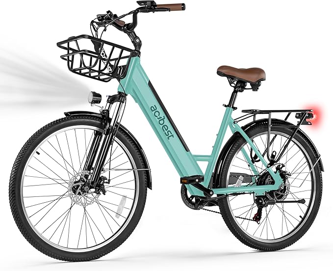 Cores Electric Bike for Adults, 26" Electric Commuter Bike with 1200W Peak Motor, 28MPH 70 Miles Max, 48V 576Wh Removable Battery, 7-Speed City Cruiser Mountain E Bike for Commuting