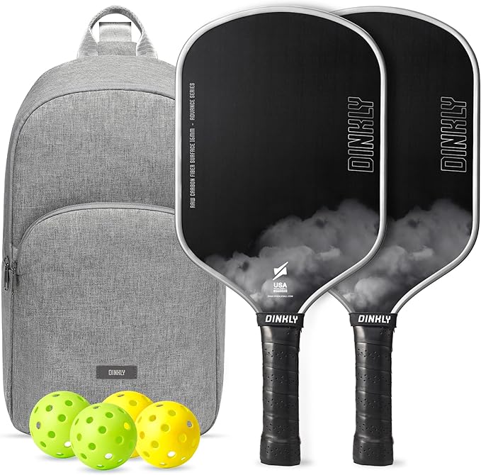 Raw Carbon Pickleball Paddles Set of 2/4, T700 Carbon Fiber Rackets with 16MM Honeycomb Polymer Core, 4 Balls and 1 Portable Carry Bag, USAPA Approved Pickleball Set for Men, Women