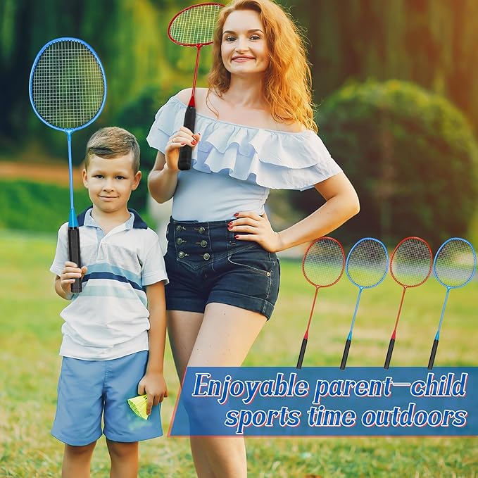 12 Pack Badminton Rackets Set Including Rackets, Nylon Shuttlecocks and Carry Bag for Outdoor Backyard Games Beginners