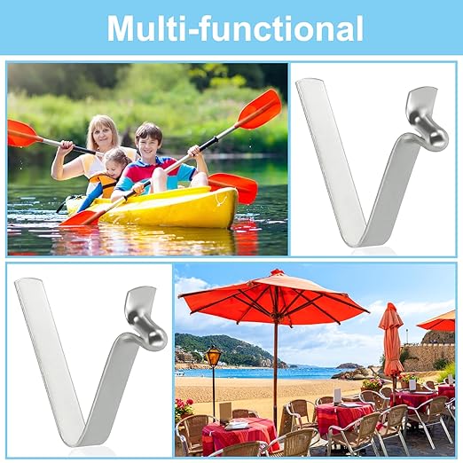 PATIKIL 5x3mm Kayak Paddle Snaps, 10 Pack Tent Pole Clips Steel V Shaped Single Pin Push Button Spring Clips Lock Tube Pole Clips for Camping Awning