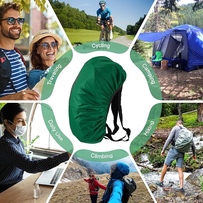 Waterproof Backpack Rain Cover Waterproof Backpack Cover, Bag Rain Cover with A Vertical Reflective Strap for Hiking/Biking/Camping/Outdoor Traveling