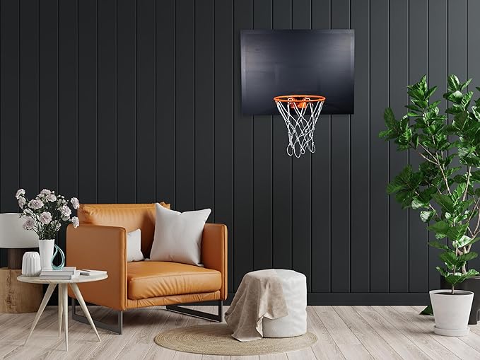 CALIKIWIPROS Mini Basketball Hoop Set Pro League Decorative Solid Wood Wall Mount, Includes 9’ Hoop & 5 mini Basketballs, Classic Look with Colors Matching Some pro Teams.