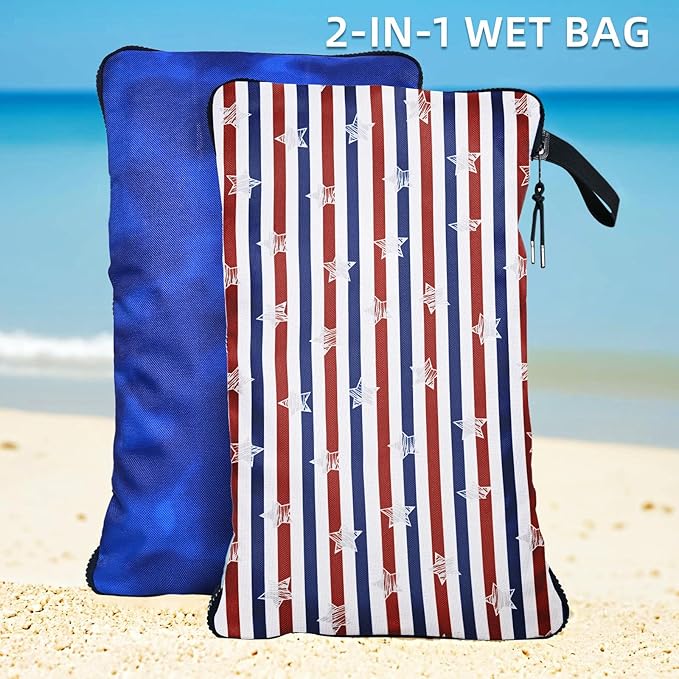 Wet Bag, Wet Dry Bag, Wet bag for swimsuit,Travel, Beach, Pool, Diapers, Dirty Yoga Gym Clothes, Waterproof Embedded Towel Wet Bag(Fleece)-Leakproof Wet Clothes Bag, Beach Travel Essentials