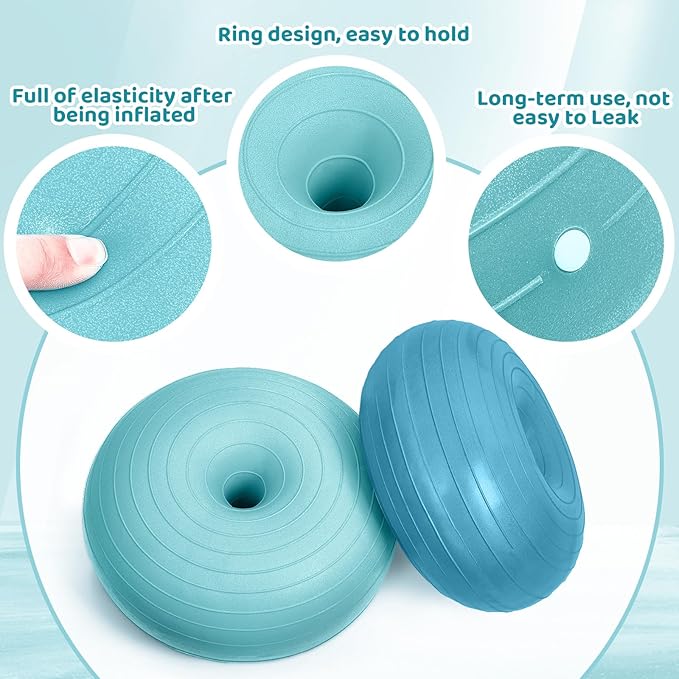 Lewtemi Flexible Seating for Classroom 20 Inch Inflatable Yoga Ball Chair Large Donut Exercise Ball Chair Cushion Seat with Inflator for Kid Student Sensory Balance Home Office