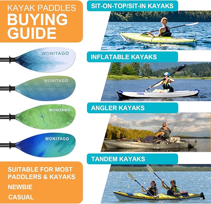 Kayak Paddle Carbon Fiber Shaft and Reinforced Nylon Blade, Adjustable Kayaking Oars, 3 Piece, 230-250 cm/90-98 Inches,210-230 cm/82-90 inches