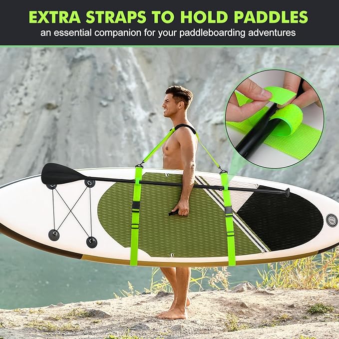 Sanwuta 2 Pack Adjustable Sup Kayak Paddle Board Accessories Surfboard Shoulder Carry Straps for Women and Men