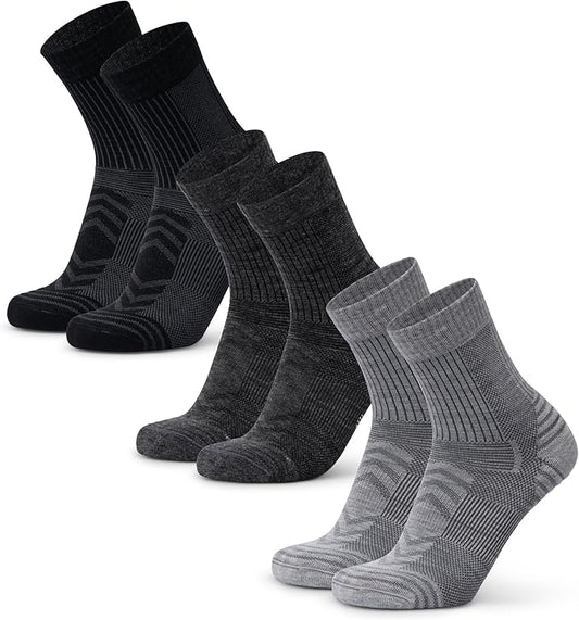 DANISH ENDURANCE Light Hiking Socks, Merino Wool Socks, Anti Blister, Sweat Wicking, Breathable, Men & Women, 3 or 5-Pack
