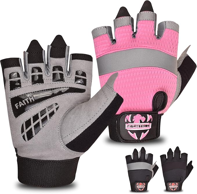 FIGHTSENSE Workout Gloves for Men and Women,Weight Lifting Gloves with Enhanced Grip,Padded Palm,Adjustable Wrist Straps and Breathable Design for Optimal Performance & Comfort in Gym