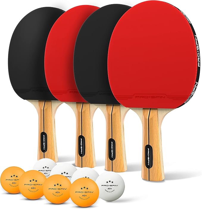 PRO SPIN Ping Pong Paddles - High-Performance Set with Premium Table Tennis Rackets, 3-Star Ping Pong Balls, Compact Storage Case | Professional Quality Ping Pong Paddle Set | Indoor & Outdoor Games