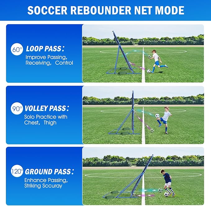 Dual-Mode Soccer Goal Net & Soccer Rebounder Net,Premium Durability for Intense Shooting Training,Quick-Switch Angle Soccer Training for Control,Passing Practice,Soccer Gifts for Kids Teen Adult