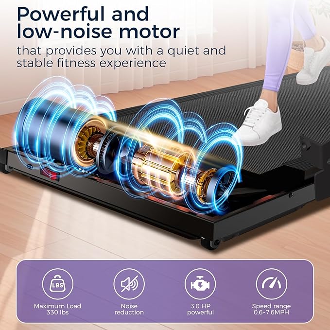 Treadmill for Home, Walking Pad with Handle Bar. 2 in 1 Walking Pad Treadmill 300+ lb Capacity, Compact Treadmills with Desk Workstation for Small Spaces. 3.0HP Portable Running Machine for Home Small