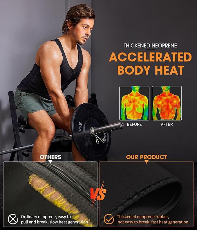 BRABIC Men Sauna Sweat Vest Tank Top Shirt for Weight Loss Waist Trainer Workout