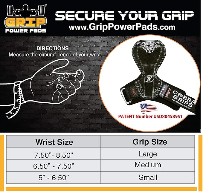 2018 Cobra Grips Flex Model Weight Lifting Gloves Heavy Duty Straps Alternative Power Lifting Hooks for Deadlifts with Padded Wrist Wrap Support Bodybuilding