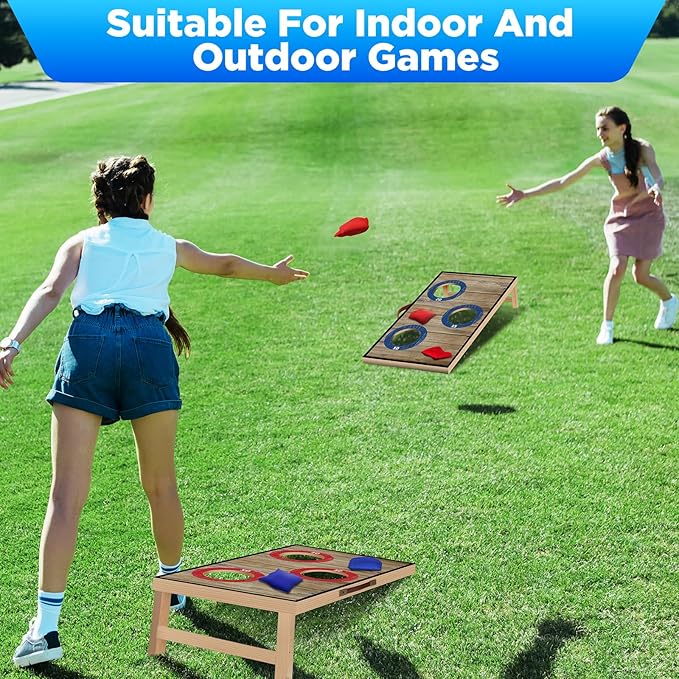 Portable Cornhole Board Set with Bean Bags,Choose 3 * 2 ft or 2 * 1 ft Cornhole Boards for Adults Kids Cornhole Games for Indoor and Outdoor Party Camping Equipment