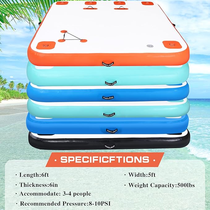 Inflatable Floating Dock, Swim Platform Floating Island Raft, Large Air Mat Inflatable Water Pad with None-Slip Surface for Lake Pool Beach Ocean