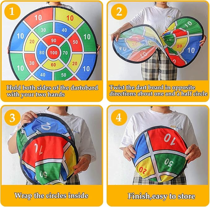 Dart Board for Kids Ages 4-8 - 29" Double-Sided Dart Board with Sticky Balls and Darts,Boys Toys for Ages 8-13,Valentines Day Gifts for 7 8 9 10 11 12 13 14 Year Old, Indoor/Outdoor Party Game Toys