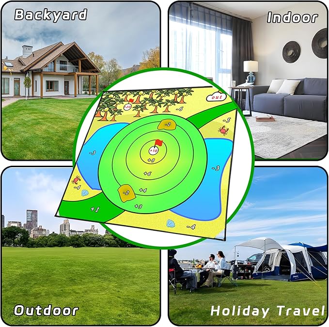 Airaperto Battle Golf Chipping Game, 80”x80” Large Chipping Mat,Play Outdoor Sticky Golf for Adults,Unique Multiplayer Indoor Outdoor Chipping Game,Friends Family Yard Target Game
