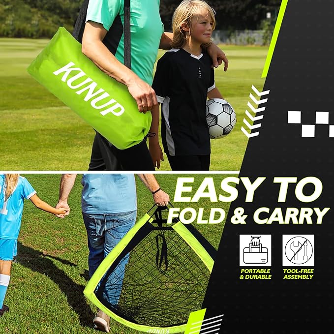 5×3 6x4 9x5 FT Portable Kids Soccer Goal for Backyard, Foldable Soccer Practice Net with Carrying Bag for Toddler Youth Adult Pop Up Soccer Training Equipment Indoor and Outdoor Sports Game