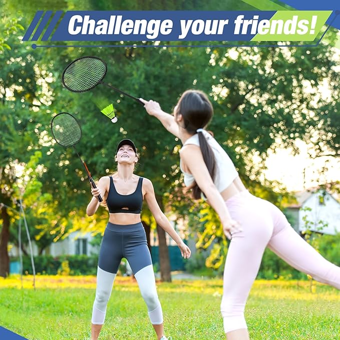 6 Packs Badminton Rackets Set Include 6 Lightweight Rackets 12 Nylon Plastic Shuttlecocks 3 Carrying Bags for Summer Outdoor Backyard Games Sports Beginners Adults