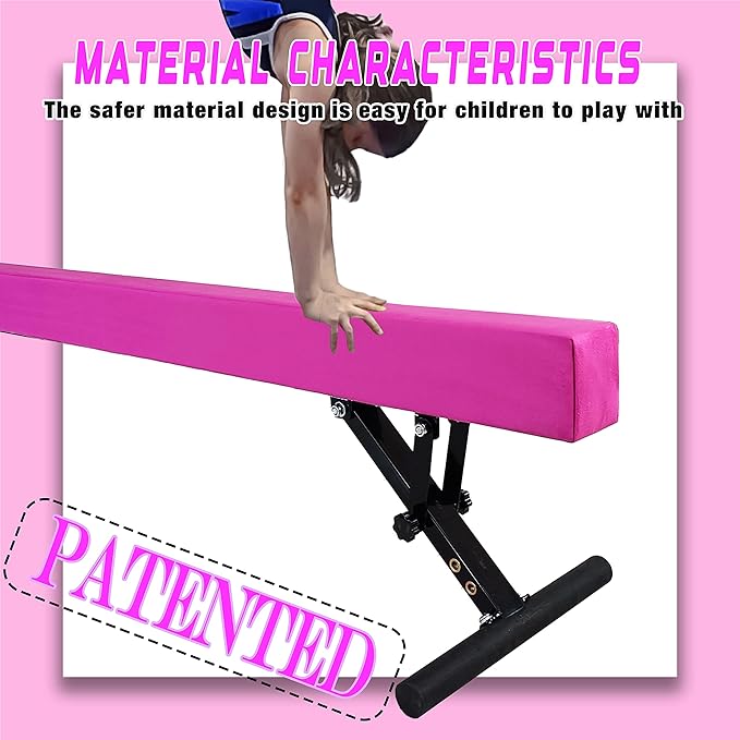 Adjustable Balance Beam Gymnastics Beam 8 FT Adjustable Height Beams for Kids, High and Low Floor Beams,Gymnastics Equipment for Kids Adults Training at Home and Gym Center