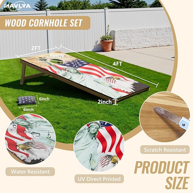 Cornhole Board Set,Corn Hole Games for Adults Outdoor,2X4FT Solid Wood Regulation Cornhole Boards with 8 Cornhole Beans Bags & Carry Case