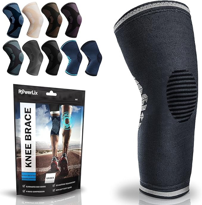 POWERLIX Compression Knee Sleeve for Women & Men, Medical Knee Brace for Arthritis & Knee Pain Relief, Meniscus Tear & Injury Recovery, Knee Support & Protection for Working Out, Running & All Sports