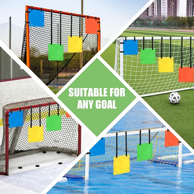 TOBWOLF 4PCS Soccer Goal Target, Soccer Goal Shooting Targets with Adjustable Extra-Long Strips, Targets for Goals Training Enhance Agility Speed for Lacrosse, Hockey, Baseball, Football