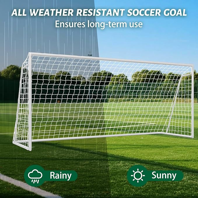 NAIZEA Soccer Goal - 12x6FT/16x7FT/10x6FT/8x6FT/6x4FT Soccer Goals for Backyard - Metal Soccer Goals for Youth Adult - Multiple Sizes Colors - Perfect for Games Indoor Outdoor Practice