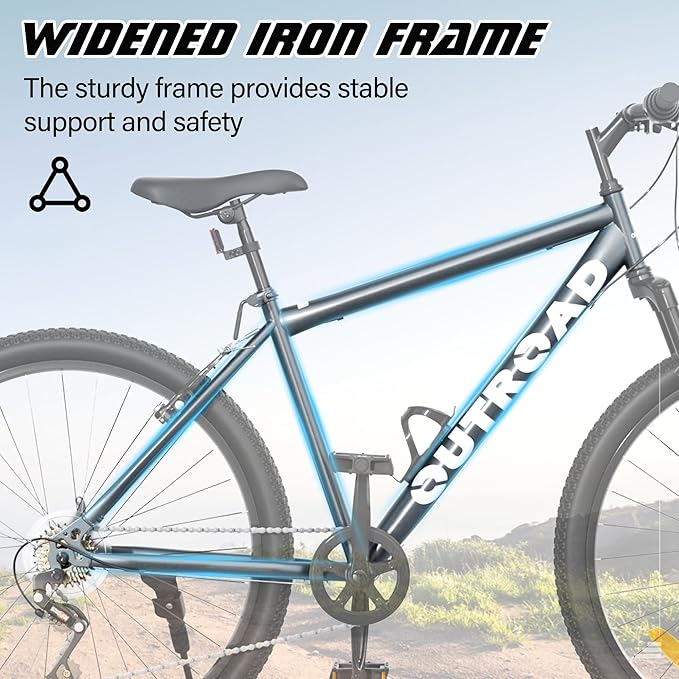 Beterland 26 Inch Mountain Bike, 1/7/21 Speed Comfort Bike wth Dual V Rakes, Bikes for Adults with Front Suspension and High Carbon Steel Frame, Bicycle with Adjustable Ergonomic Seat