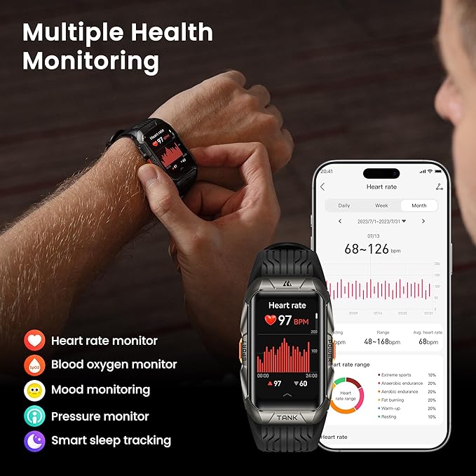 KOSPET Tank X2 Ultra GPS Smart Watch, 3D Curved Glass, Stainless Steel Unibody, 6 Satellite Positioning, Compass, 50M Waterproof, Answer/Make Call, 1.64" AMOLED Screen